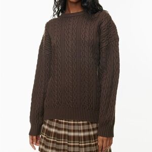 NWT Aritizia Peggy sweater twist cable mocha brown